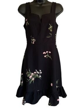 NWT The Commons Black Floral Smocked Sundress with Ruffle Hem Size Small